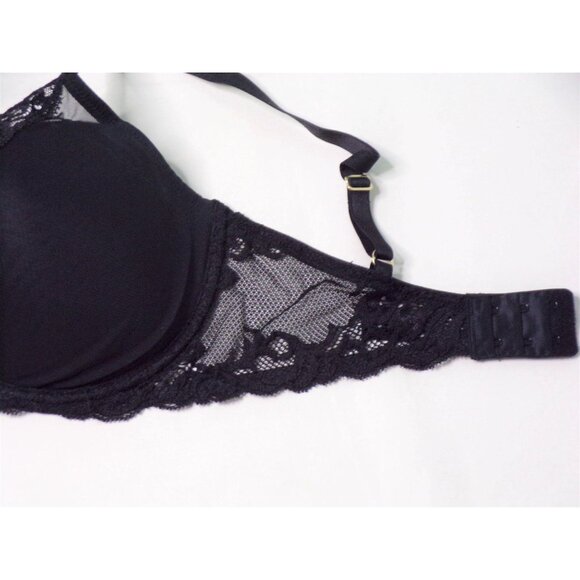 🆕NATORI Feathers Underwire T-Shirt Plunge Bra 34DD Black #730023 - Picture 7 of 10